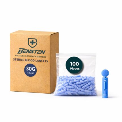30G Sterile Blood Lancets for Glucometer & Diabetes Testing | Universal Compatible | Fine Needle | Disposable Single Use | Blue | (100 Count)