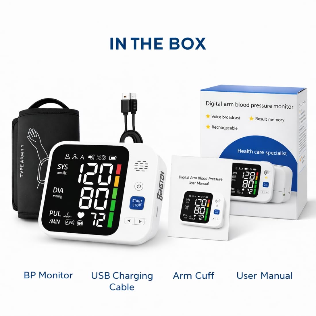 Digital Blood Pressure Monitor for Upper Arm | Fully Automatic BP Machine with WHO Indicator | 60 Memory & Large LCD Display | USB Rechargeable BP Monitor for Home Use - Image 4