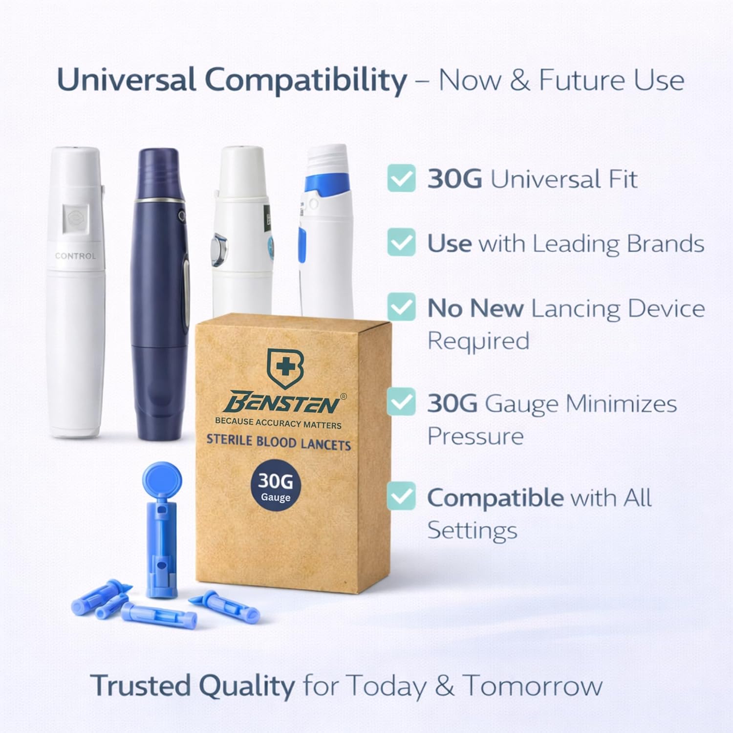 30G Sterile Blood Lancets (100 Count) with Digital Thermometer | Universal Compatible | Disposable Single Use | For Glucometer & Diabetes Testing - Image 6