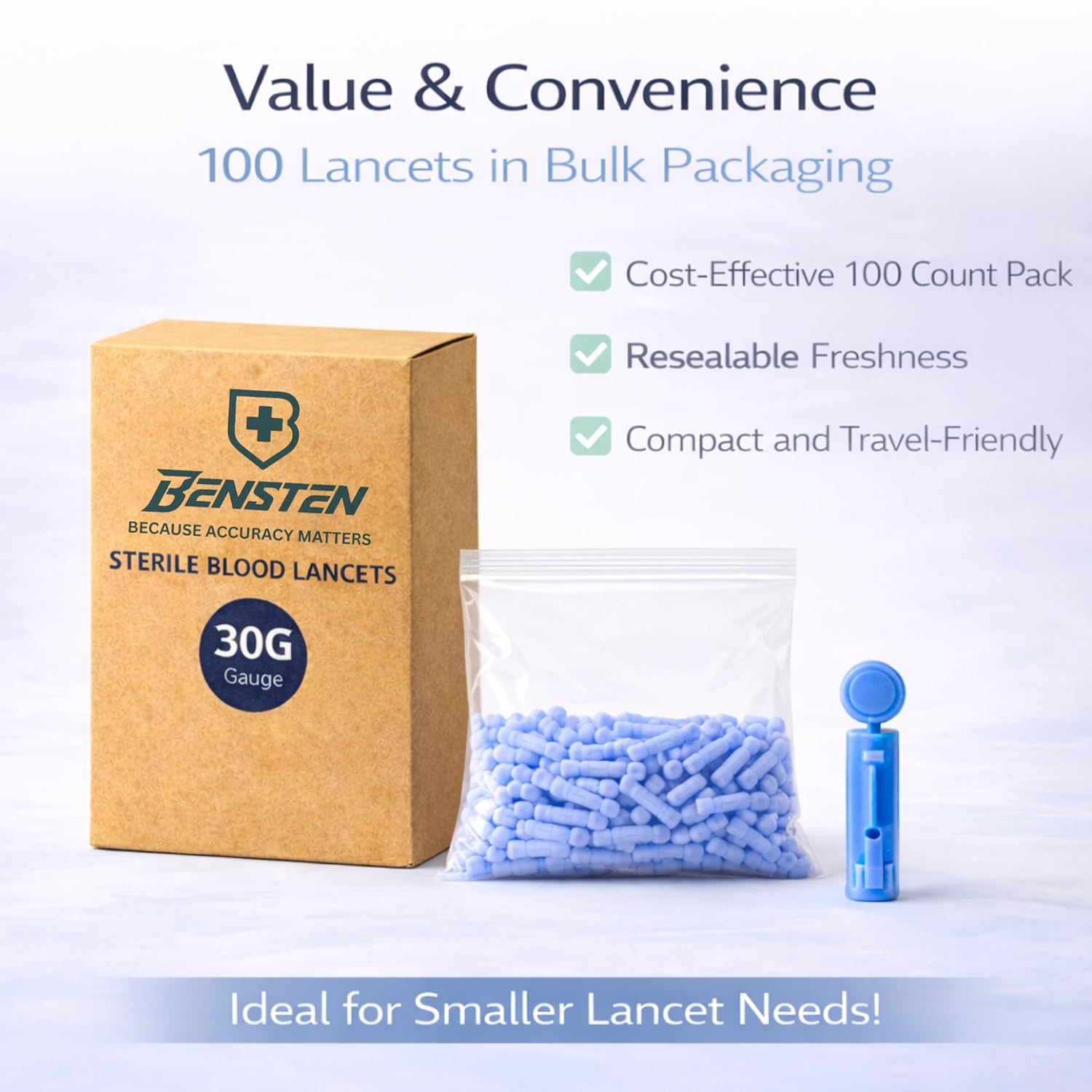 30G Sterile Blood Lancets (100 Count) with Digital Thermometer | Universal Compatible | Disposable Single Use | For Glucometer & Diabetes Testing - Image 5