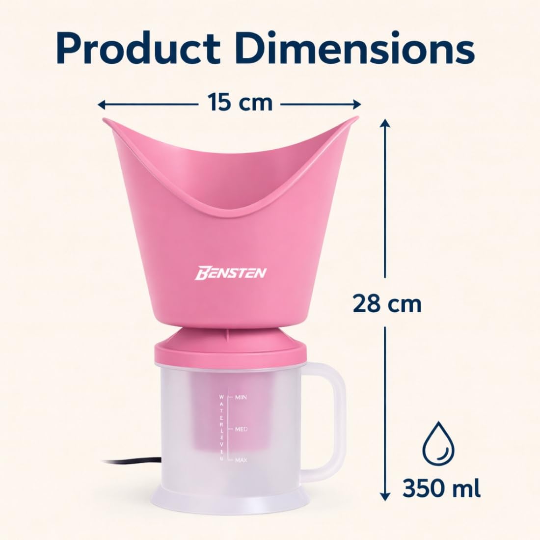 Pink Steam Vaporizer with Digital Thermometer | Steam Inhaler for Cold, Cough & Sinus | Fast Steam | Easy to Use & Clean | Value Combo - Image 8