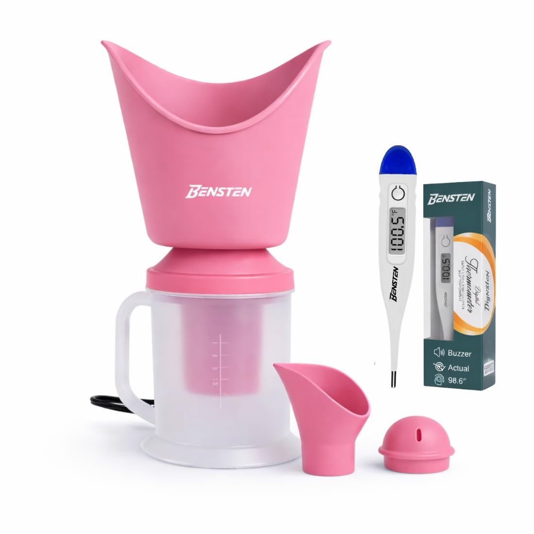 Pink Steam Vaporizer with Digital Thermometer | Steam Inhaler for Cold, Cough & Sinus | Fast Steam | Easy to Use & Clean | Value Combo