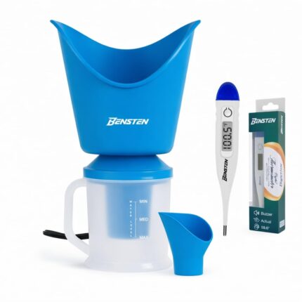 Blue Steam Vaporizer with Digital Thermometer | Steam Inhaler for Cold, Cough & Sinus | Fast Steam | Easy to Use & Clean | Value Combo