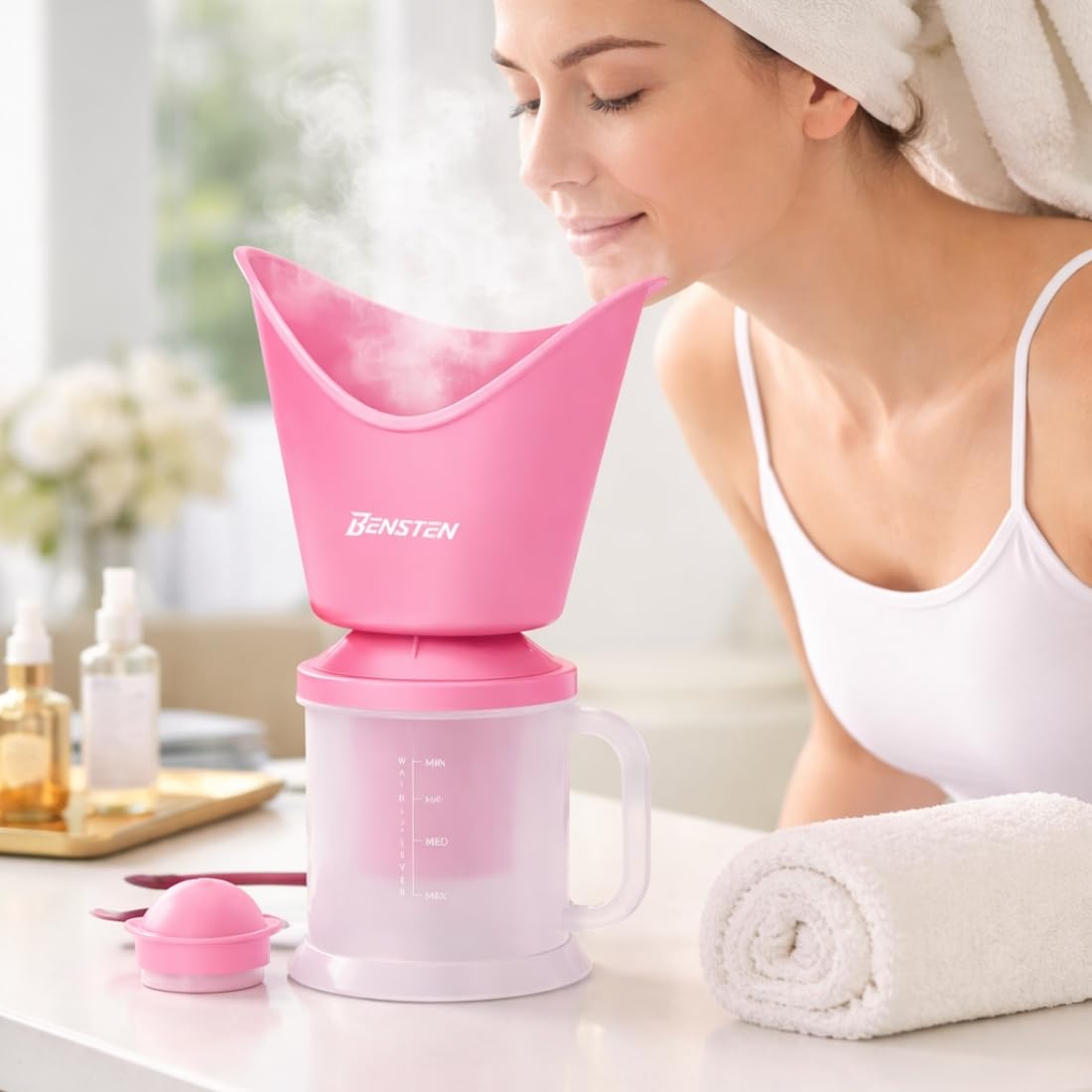 Pink Steam Vaporizer with Digital Thermometer | Steam Inhaler for Cold, Cough & Sinus | Fast Steam | Easy to Use & Clean | Value Combo - Image 3