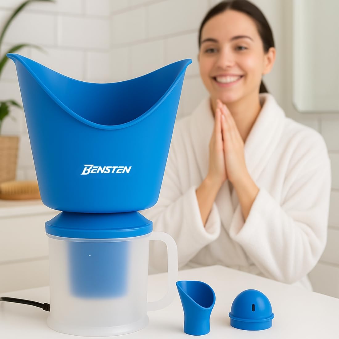 Blue Steam Vaporizer with Digital Thermometer | Steam Inhaler for Cold, Cough & Sinus | Fast Steam | Easy to Use & Clean | Value Combo - Image 3