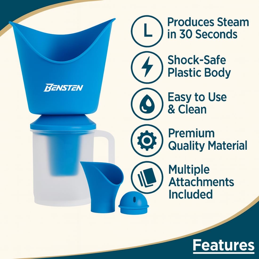 Blue Steam Vaporizer with Digital Thermometer | Steam Inhaler for Cold, Cough & Sinus | Fast Steam | Easy to Use & Clean | Value Combo - Image 8